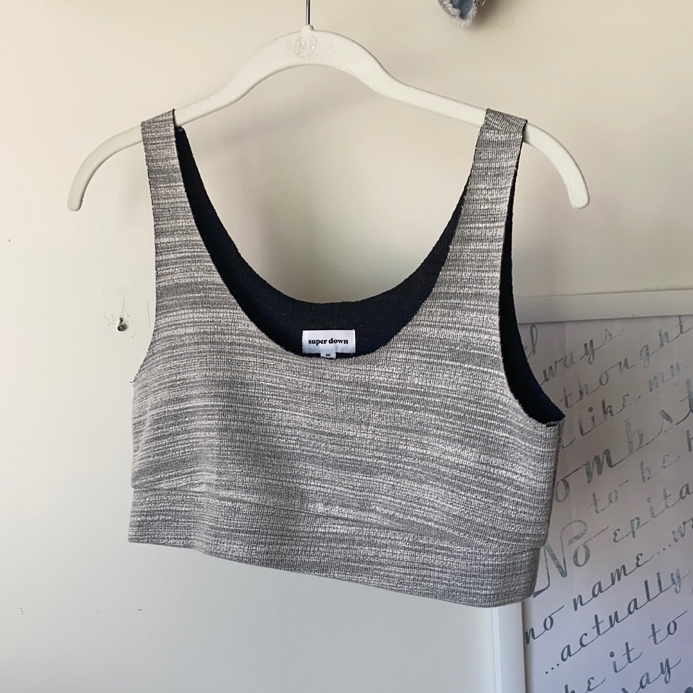 Superdown gray edgy cropped top / bralette